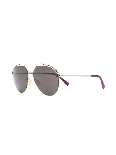 Shop Fendi Aviator Frame Sunglasses In Metallic