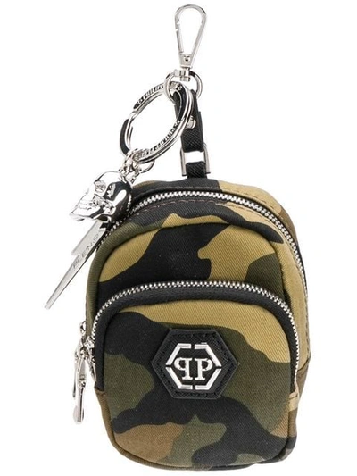 Shop Philipp Plein Logo Pouch Key Chain In Green