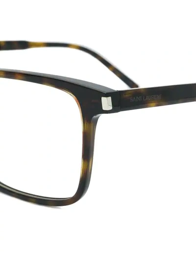 Shop Saint Laurent Eyewear Rectangular Frames - Brown
