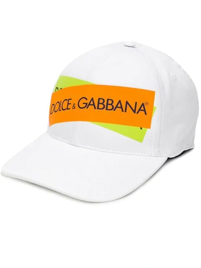 Shop Dolce & Gabbana Logo Print Baseball Cap In W0800  White