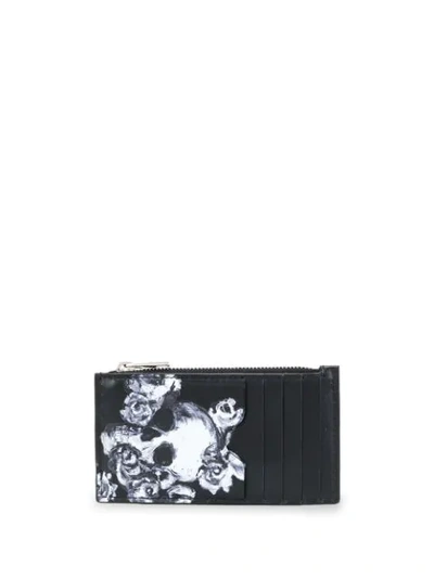 Shop Alexander Mcqueen Skull And Roses Coin Cardholder In Black