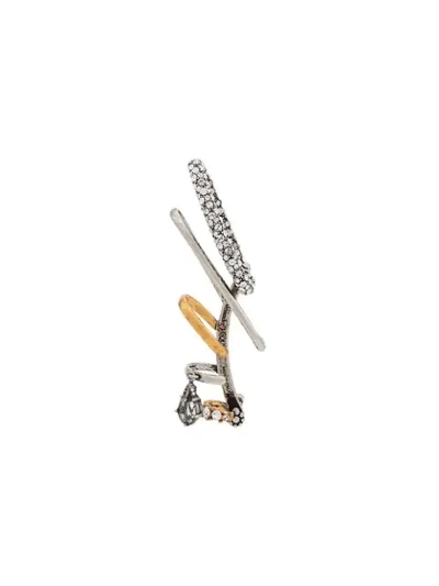 Shop Alexander Mcqueen Embellished Ear Cuff In Silver