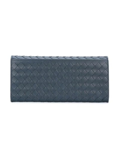 Shop Bottega Veneta Interlaced Continental Wallet In Blue