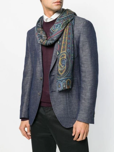 Shop Etro Paisley Print Scarf - Blue