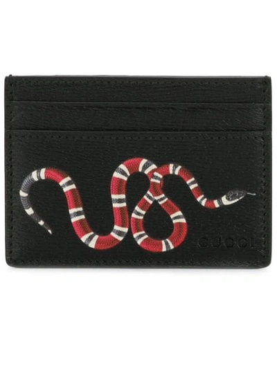 Shop Gucci Snake Print Cardholder In Black