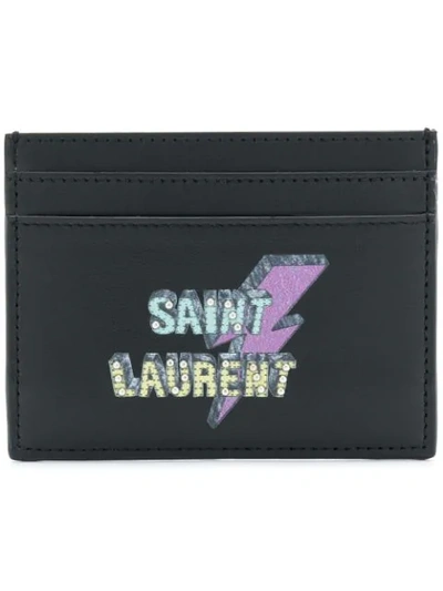 Shop Saint Laurent Kartenetui Mit Logo-print - Schwarz In Black