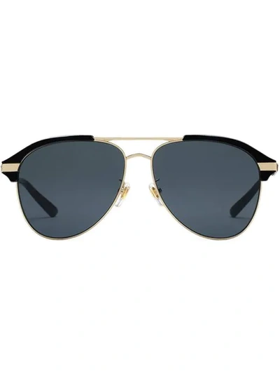 Shop Gucci Specialized Fit Aviator Metal Sunglasses In Metallic