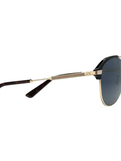 Shop Gucci Specialized Fit Aviator Metal Sunglasses In Metallic