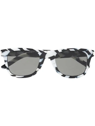 Shop Saint Laurent Black And White Sl 51 Sunglasses