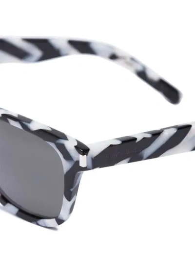 Shop Saint Laurent Black And White Sl 51 Sunglasses