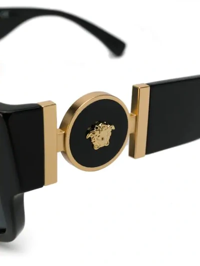 Shop Versace Logo Square Sunglasses In Black