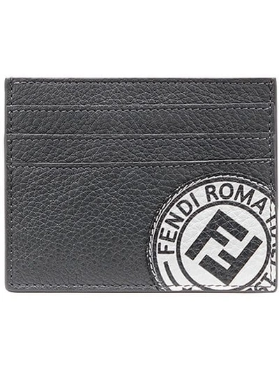 Shop Fendi Logo Patch Cardholder In Black