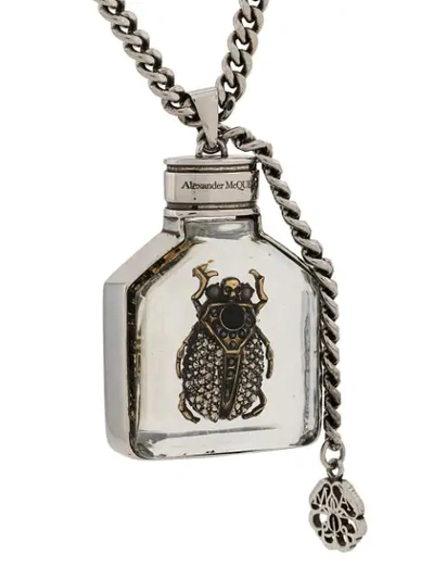 Shop Alexander Mcqueen Jewelled Beetle Necklace In Silver