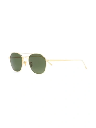 Shop Linda Farrow Aviator Sunglasses In Gold