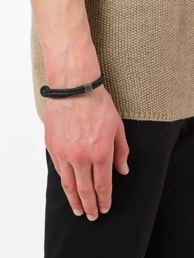 Shop Bottega Veneta Woven Bracelet In Black