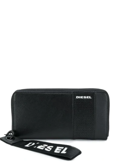 Shop Diesel 24 Zip Wallet In Black