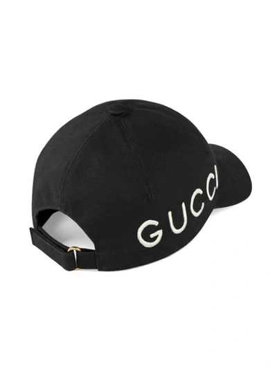 Shop Gucci Embroidered Baseball Cap In Black