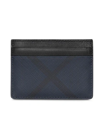 Shop Burberry London Check Cardholder In Blue