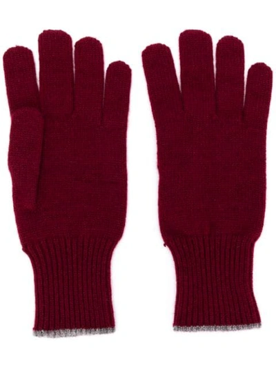 Shop Brunello Cucinelli Contrast Trim Gloves In Red