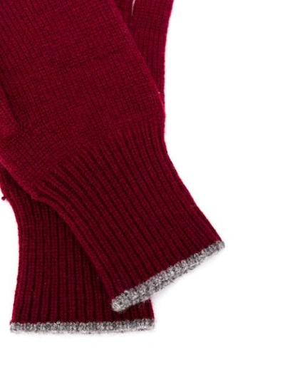 Shop Brunello Cucinelli Contrast Trim Gloves In Red