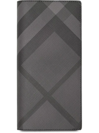 Shop Burberry London Check Continental Wallet In Grey