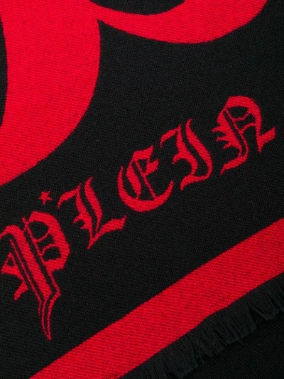 Shop Philipp Plein Intarsia Logo Scarf In Red