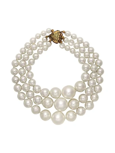 Shop Gucci Faux Pearl Necklace - Neutrals