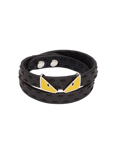 Shop Fendi Bag Bugs Wrap Bracelet In Black