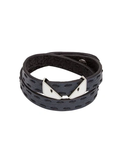 Shop Fendi Bag Bugs Wrap Bracelet In Black