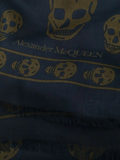 Shop Alexander Mcqueen Skull Print Scarf In Blue