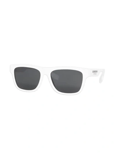 Shop Burberry Square Frame Sunglasses In White