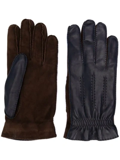 Shop Brunello Cucinelli Stitching Detail Gloves In Blue