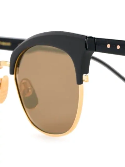 Shop Thom Browne 18k Gold Titanium & Navy Acetate Sunglasses In Blue