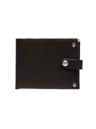 Shop Ann Demeulemeester Black Flap Stud Embellished Leather Wallet