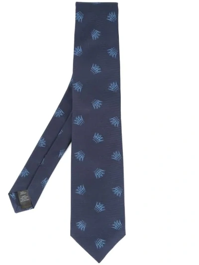 Shop Gieves & Hawkes Embroidered Tie In Blue