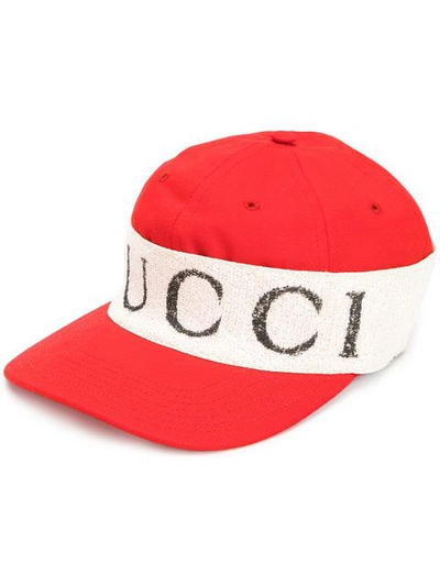 Shop Gucci Cap With Logo Headband In 6477 Red