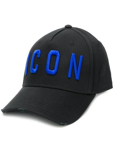 Shop Dsquared2 'icon' Embroidered Cap In Black