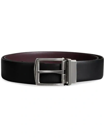 Shop Burberry Reversible Leather Belt - Black