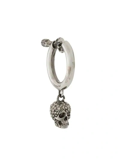 Shop Alexander Mcqueen Crystal-embellished Skull Earring In Silver