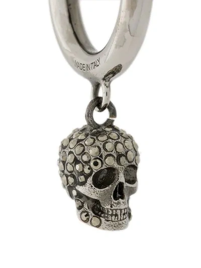 Shop Alexander Mcqueen Crystal-embellished Skull Earring In Silver