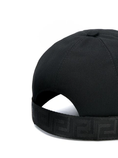 Shop Versace Logo Embroidered Cap - Black