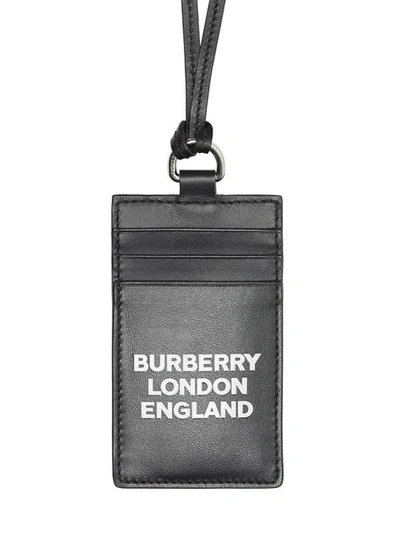 BURBERRY LOGO印花真皮挂绳卡夹 - 黑色