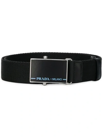 Shop Prada Logo Plaque Belt In Black