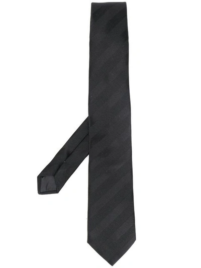 Shop Lanvin Jacquard Striped Tie - Black