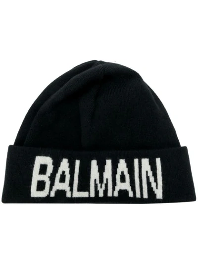 Shop Balmain Beanie Mit Logo In Black