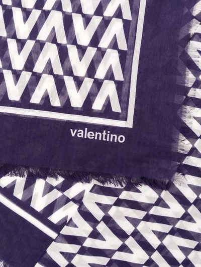 VALENTINO 错觉感LOGO围巾 - 蓝色