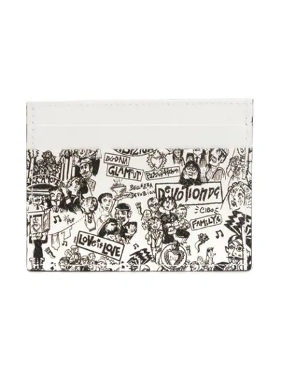 Shop Dolce & Gabbana Graffiti Print Card Holder In White