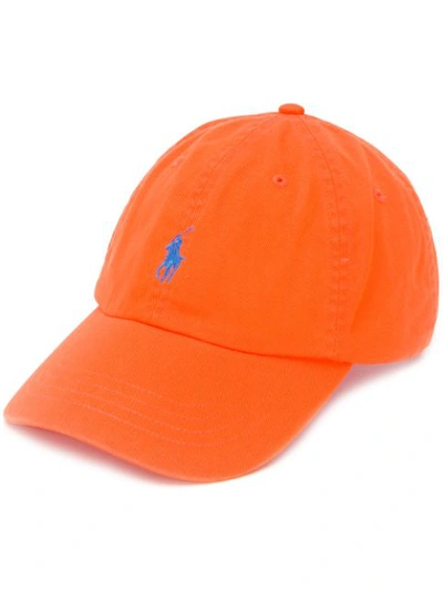 Shop Polo Ralph Lauren Logo Embroidered Cap In Orange