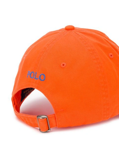 Shop Polo Ralph Lauren Logo Embroidered Cap In Orange