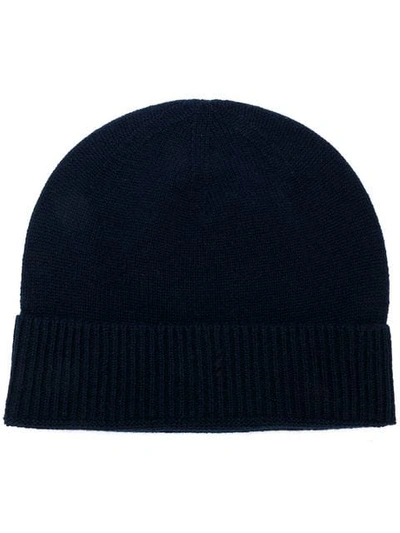 Shop Pringle Of Scotland Ribbed Knit Beanie - Blue